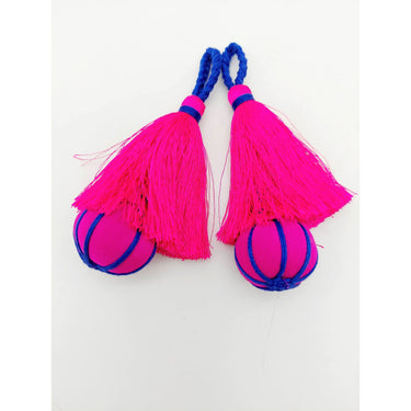 Fuchsia Pink and Blue Pumpkin Tassels, Latkan, Indian Tassels